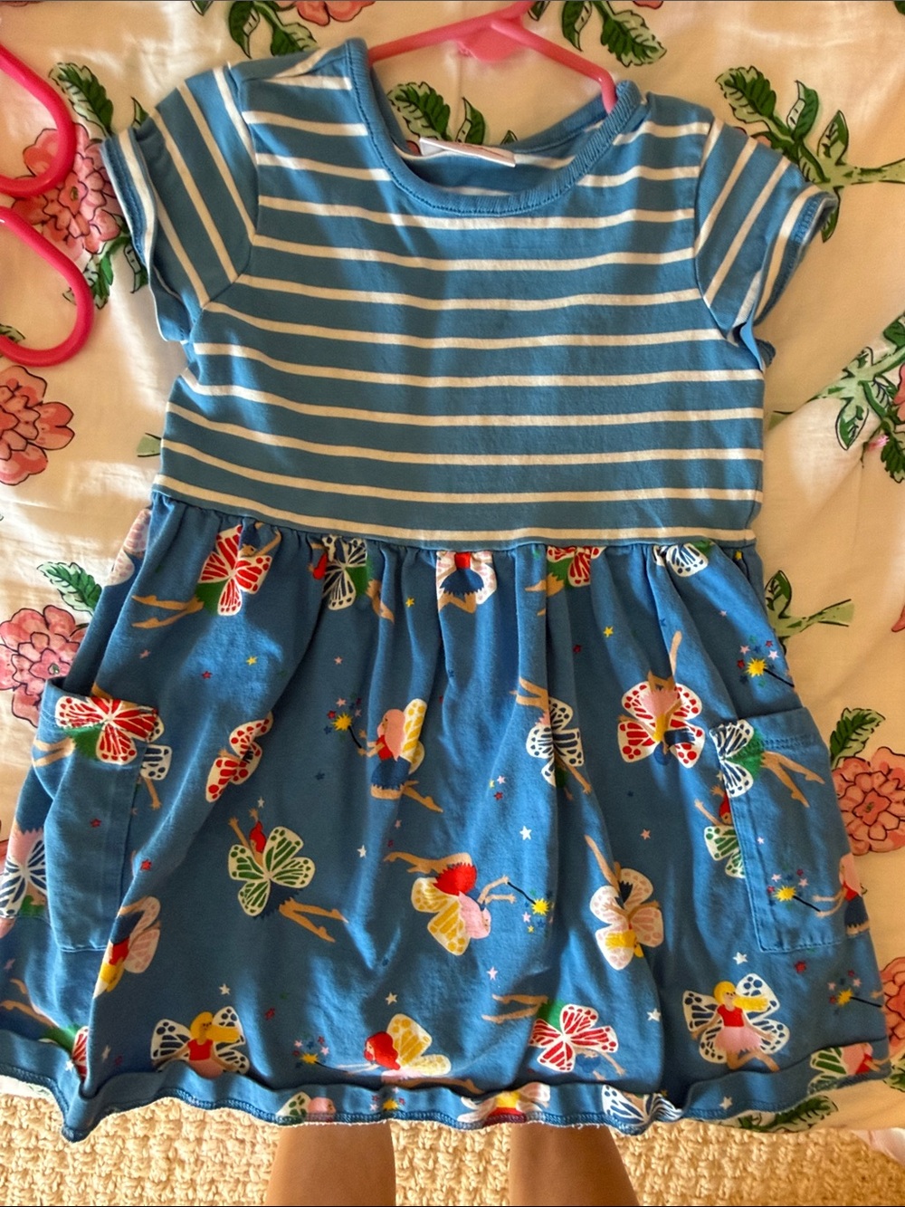 Hanna Andersson Blue Striped Top Butterfly Print Dress